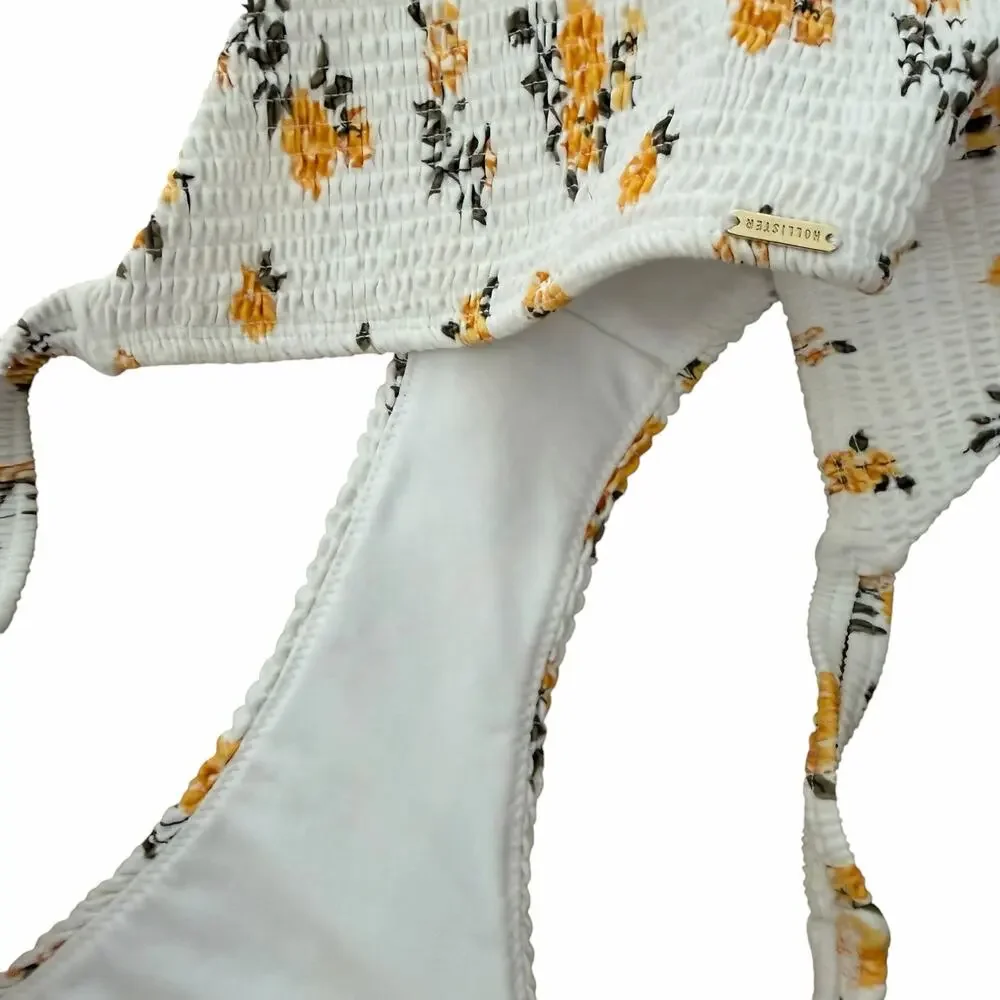 Hollister Swim White Yellow Floral Bikini Bottoms Sz L